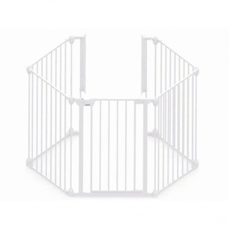 Tarc de joaca copii - Tarc de siguranta modular cu 5 panouri, metal alb, Noma, N94047