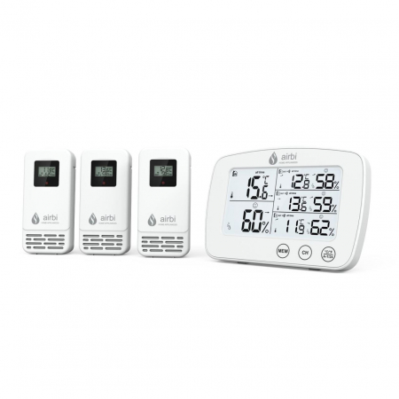 Termometre camera si baie - Termometru si higrometru digital cu 3 transmitatoare wireless externe Airbi TRIO BI1030