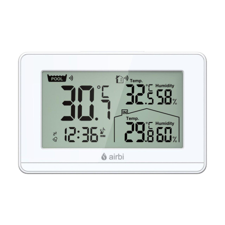 Termometru si higrometru digital de camera, cu senzori wireless pentru exterior si pentru apa din piscina, lumina de fundal, Airbi POOL BI1021 [4]