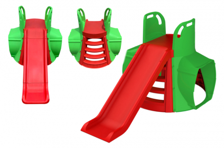 Centre de joaca exterior - Tobogan cu tunel MyKids 01470/13 Verde Rosu