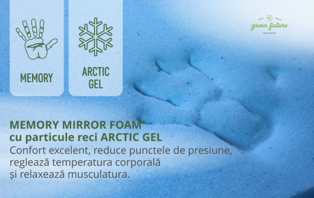 Topper 140x70x3 cm Spuma Memory cu particule Arctic Gel si Lana pentru pat copii 2-8 ani husa Jacquard [3]
