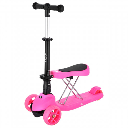 Trotinete copii si adulti - Trotineta 2in1 Nils Fun HLB12 2in1, 120 mm, Roz