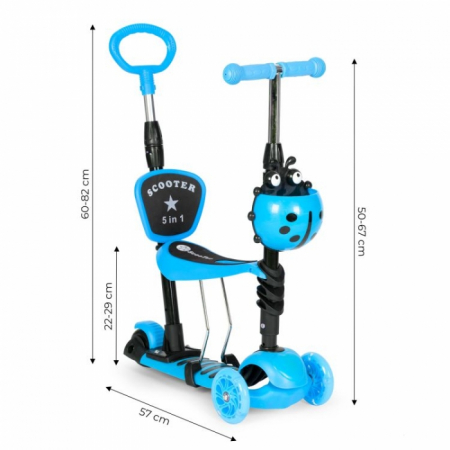 Trotineta 5 in 1 cu sezut si 3 roti cu LED Ecotoys YM-SW-6 [7]