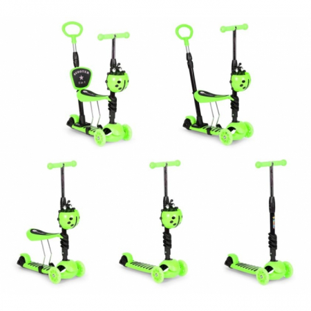 Trotineta 5 in 1 cu sezut si 3 roti cu LED Ecotoys YM-SW-6 [2]