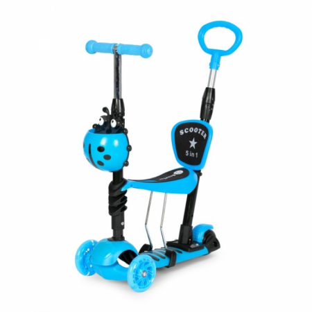 Trotinete copii si adulti - Trotineta 5 in 1 cu sezut si 3 roti cu LED Ecotoys YM-SW-6