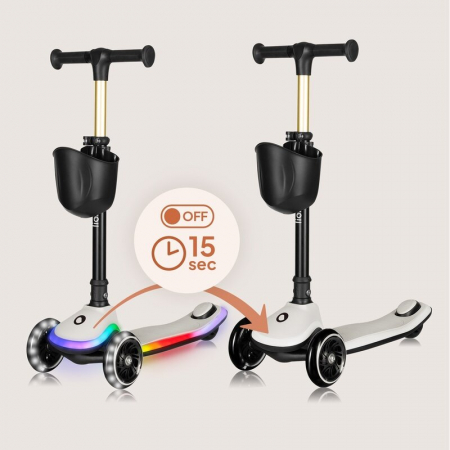 Trotineta pentru copii Lionelo Mey ultrapliabila cu lumini si cosulet pana la 50 Kg [17]