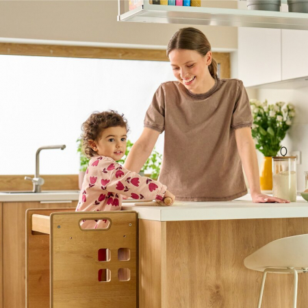 Turn de invatare Montessori Lionelo cass Functie de raft pentru carti Pana la 30 kg 12 luni - 6 ani Din MDF si furnir 3 trepte de inaltime Alb [9]