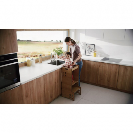 Turn de invatare Montessori Lionelo cass Functie de raft pentru carti Pana la 30 kg 12 luni - 6 ani Din MDF si furnir 3 trepte de inaltime Natur [9]