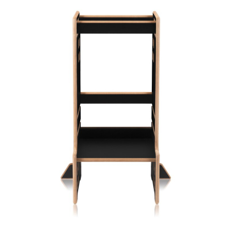 Turn de invatare Montessori, Lionelo, Cass, Functie de raft pentru carti, Pana la 30 kg, 12 luni - 6 ani, din MDF si furnir, 3 trepte de inaltime, Negru [3]