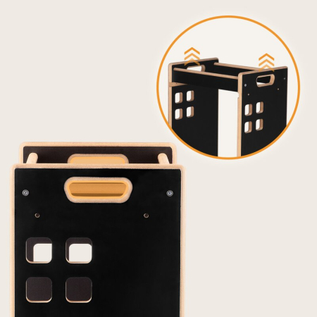 Turn de invatare Montessori, Lionelo, Cass, Functie de raft pentru carti, Pana la 30 kg, 12 luni - 6 ani, din MDF si furnir, 3 trepte de inaltime, Negru [10]