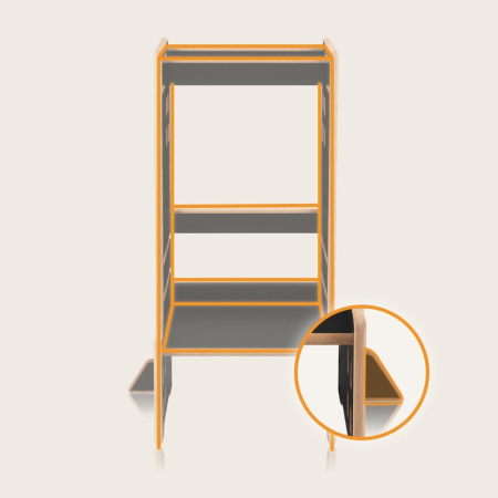 Turn de invatare Montessori, Lionelo, Cass, Functie de raft pentru carti, Pana la 30 kg, 12 luni - 6 ani, din MDF si furnir, 3 trepte de inaltime, Negru [11]