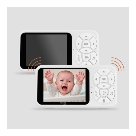 Video monitor, Lionelo, Babyline 3.4, Ecran LCD de 3.5 inch, Raza de actiune pana la 300 m, Conectare 4 camere, Autonomie 8 h, Lampa RGB incorporata, Cantece de leagan, Zoom 4X, Mod nocturn, Alb [30]