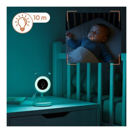 Video monitor, Lionelo, Babyline 3.4, Ecran LCD de 3.5 inch, Raza de actiune pana la 300 m, Conectare 4 camere, Autonomie 8 h, Lampa RGB incorporata, Cantece de leagan, Zoom 4X, Mod nocturn, Alb [29]