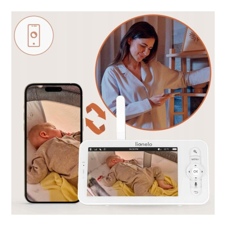 Video monitor, Lionelo, Babyline 9.2. AI, 5 inch, Camera Full HD, Zoom digital 4x, Aplicatie, Tehnologia AI cu detectare a miscarii, Recunoasterea motivului plansului, Melodii, Zgomote albe, Mod noctu [31]