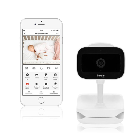 Interfoane bebelusi - Video monitor, Lionelo, Babyline Go, Cu aplicatia dedicata Lionelo Smart, Mod de noapte 8m, Cu functie de iluminare, Pana la 5h functionare wireless, Comunicare bidirectionala, Rotatie 180 grade, Alb