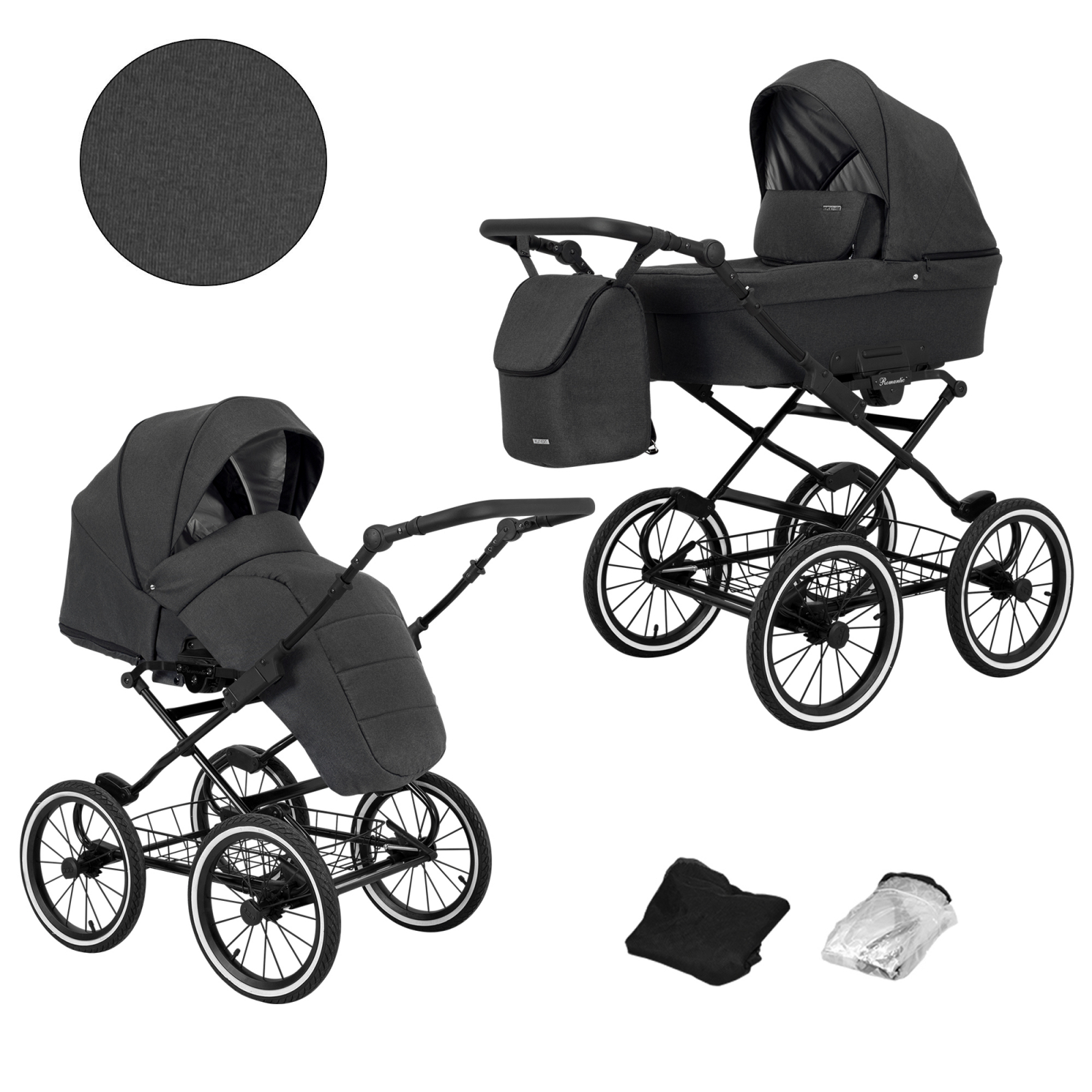 Carucior 2 in 1 Kunert Romantic Cadru negru, 8