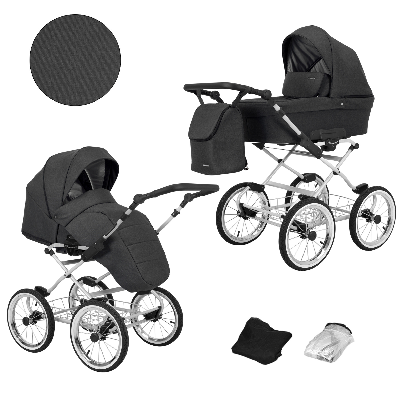 Carucior 2 in 1 Kunert Romantic Cadru gri, 8