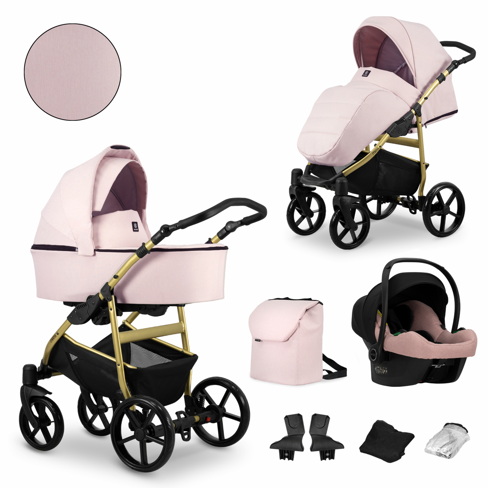 Carucior 3 in 1 Kunert MATA Cadru gold, 6