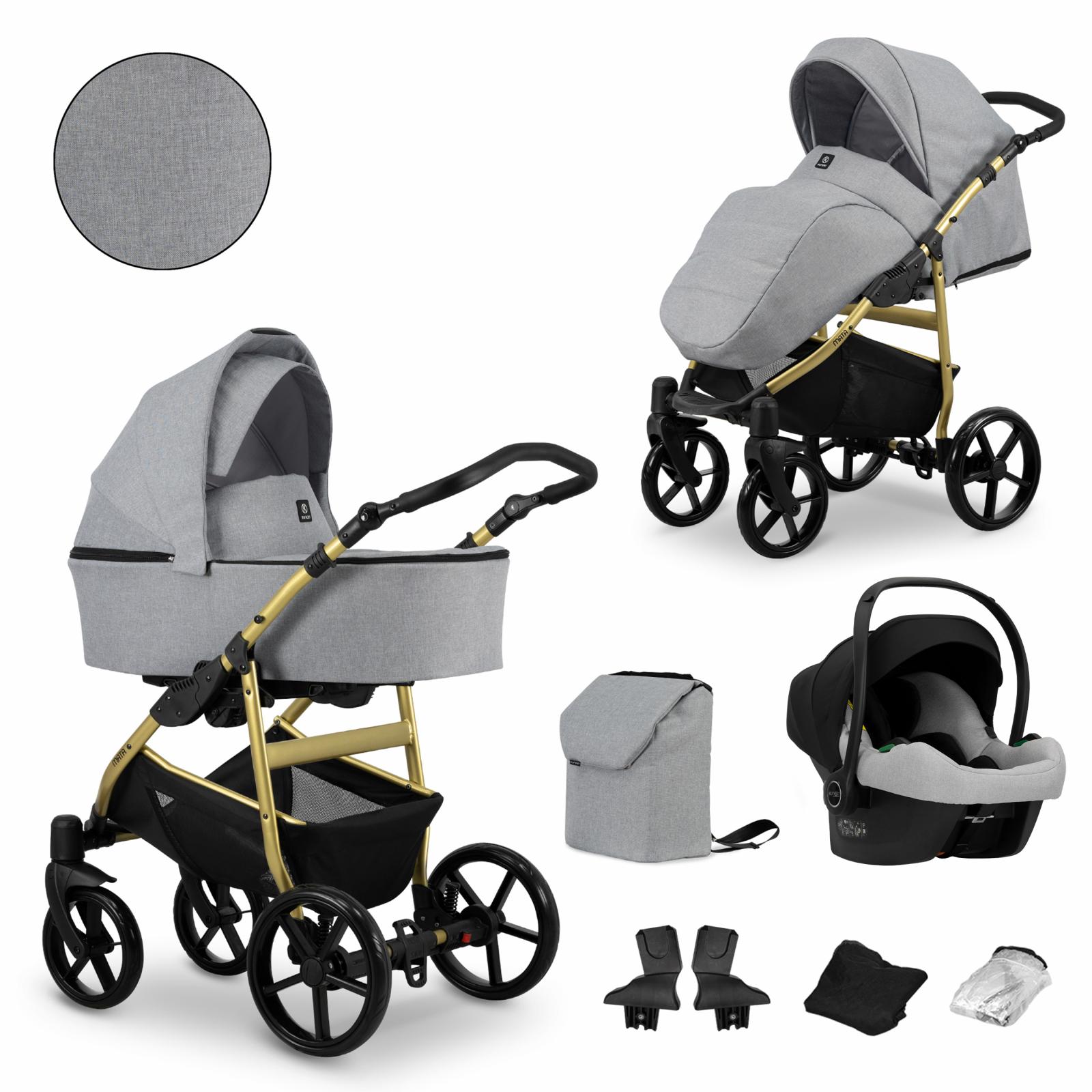 Carucior 3 in 1 Kunert MATA Cadru gold, 9