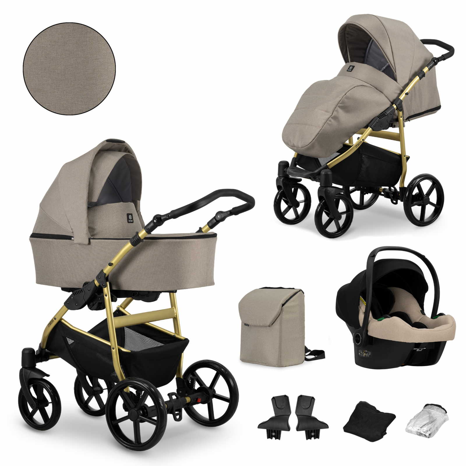 Carucior 3 in 1 Kunert MATA Cadru gold, 2