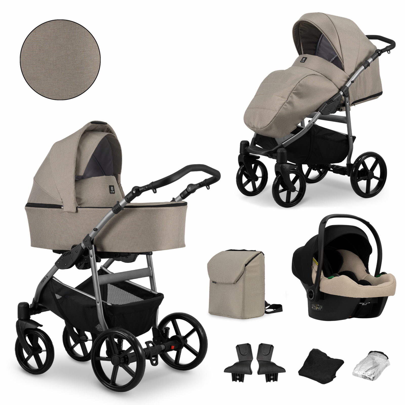 Carucior 3 in 1 Kunert MATA Cadru gri, 2