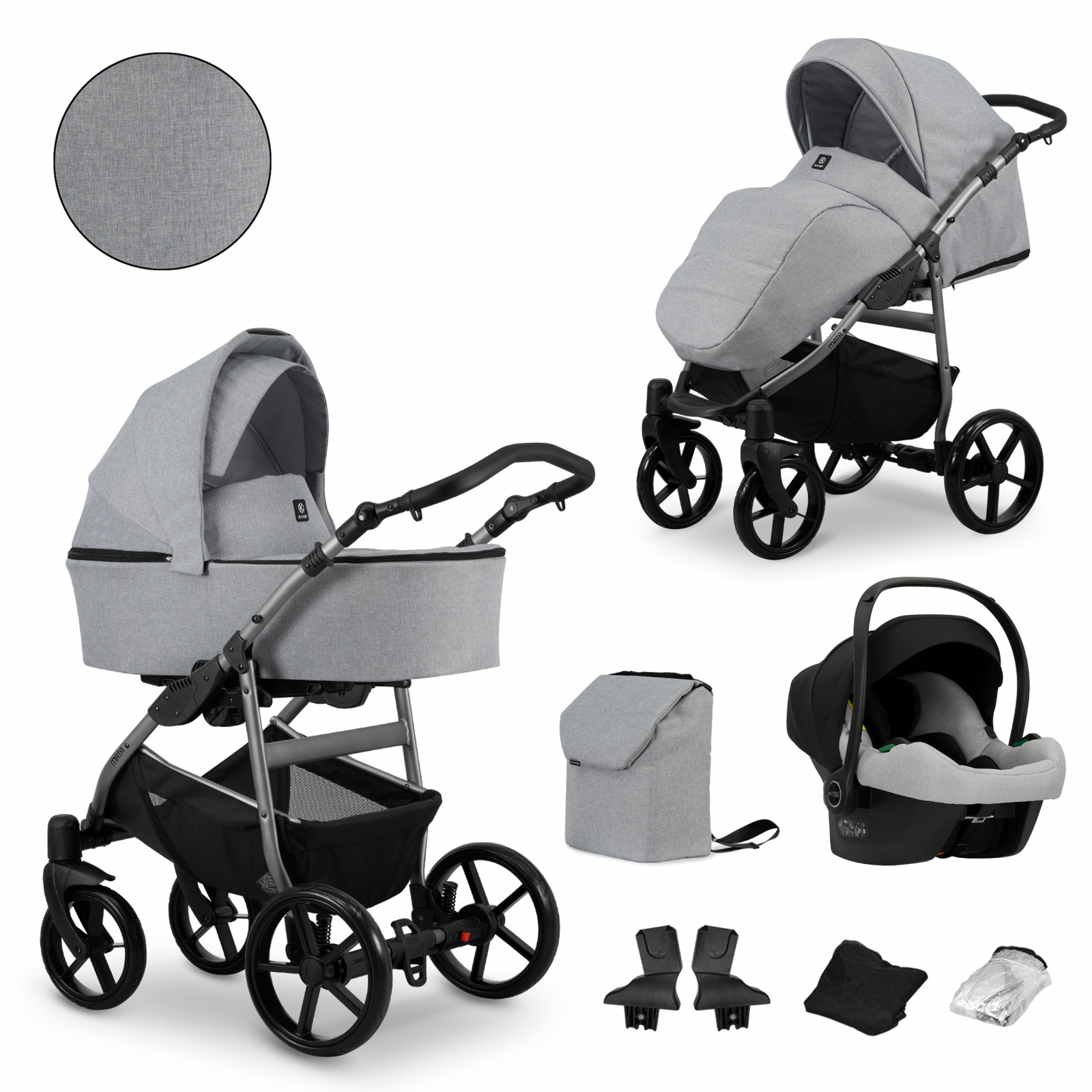 Carucior 3 in 1 Kunert MATA Cadru gri, 9