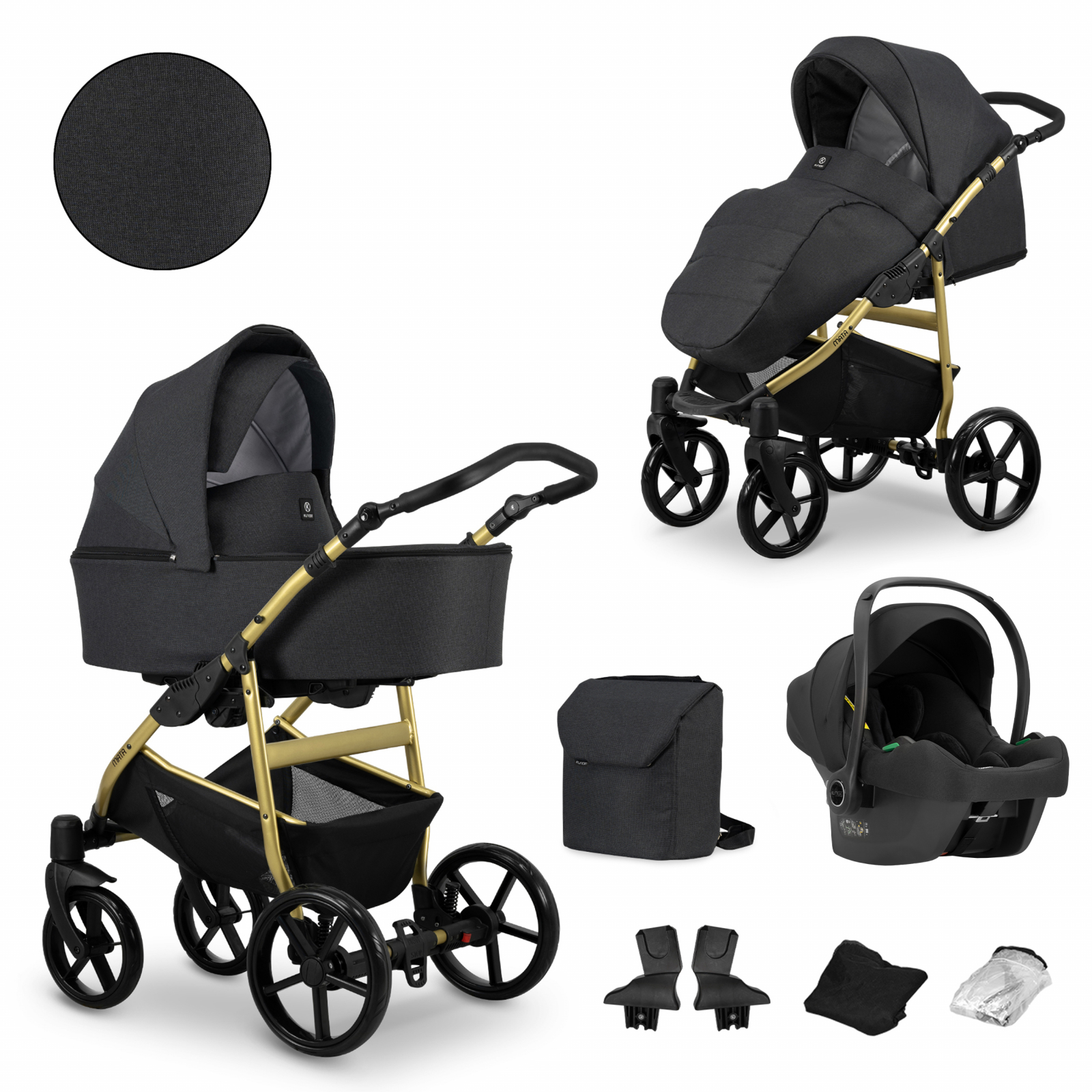 Carucior 3 in 1 Kunert MATA Cadru gold, 7