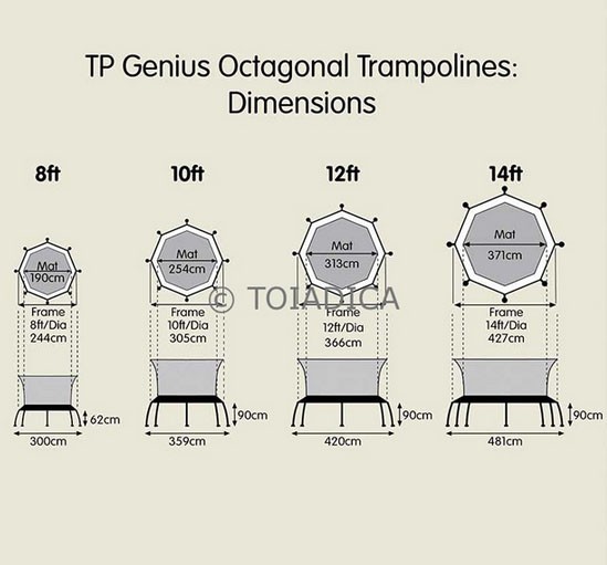 Tp genius shop octagonal trampoline 12ft