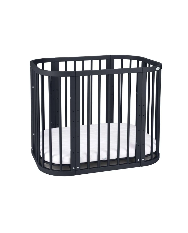 Patut din lemn masiv evolutiv 5 in 1 leagan-patut-birou-cosleeper-tarc de joaca - grafit [6]