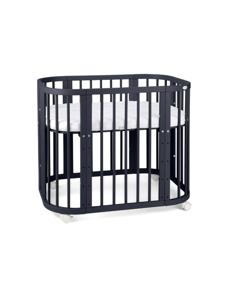 Patut din lemn masiv evolutiv 5 in 1 leagan-patut-birou-cosleeper-tarc de joaca - grafit [2]