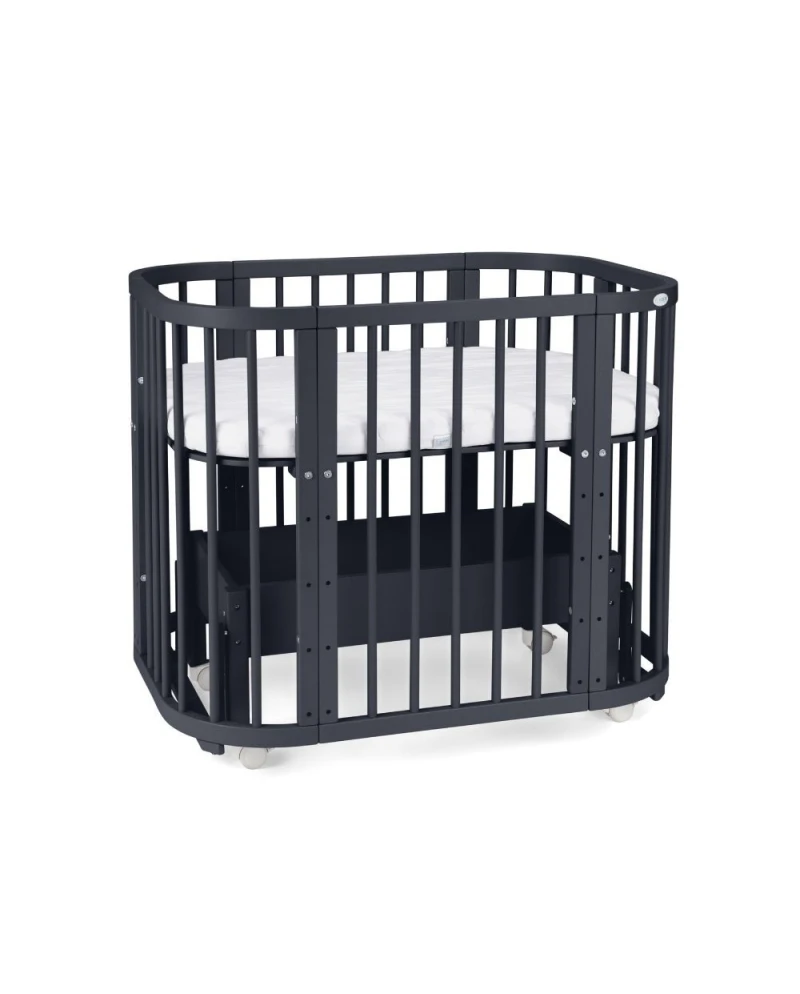 Patuturi Multifunctionale - Patut din lemn masiv evolutiv 5 in 1 leagan-patut-birou-cosleeper-tarc de joaca - grafit