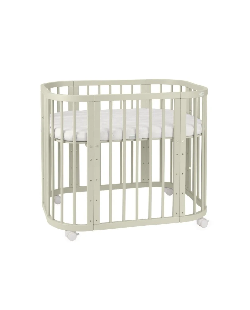 Patut din lemn masiv evolutiv 5 in 1 leagan-patut-birou-cosleeper-tarc de joaca - olive [8]