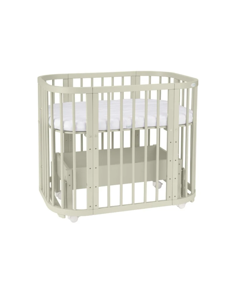 Patuturi Multifunctionale - Patut din lemn masiv evolutiv 5 in 1 leagan-patut-birou-cosleeper-tarc de joaca - olive