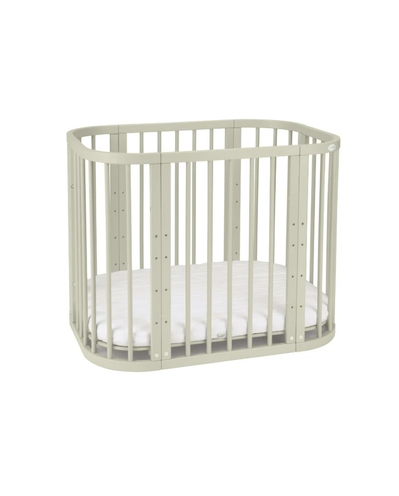 Patut din lemn masiv evolutiv 5 in 1 leagan-patut-birou-cosleeper-tarc de joaca - olive [6]