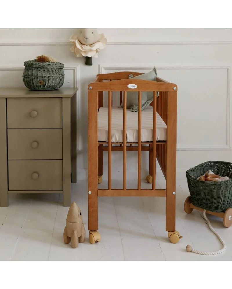 Pat cosleeper din lemn de fag 2 in 1 cu saltea VINTAGE [2]