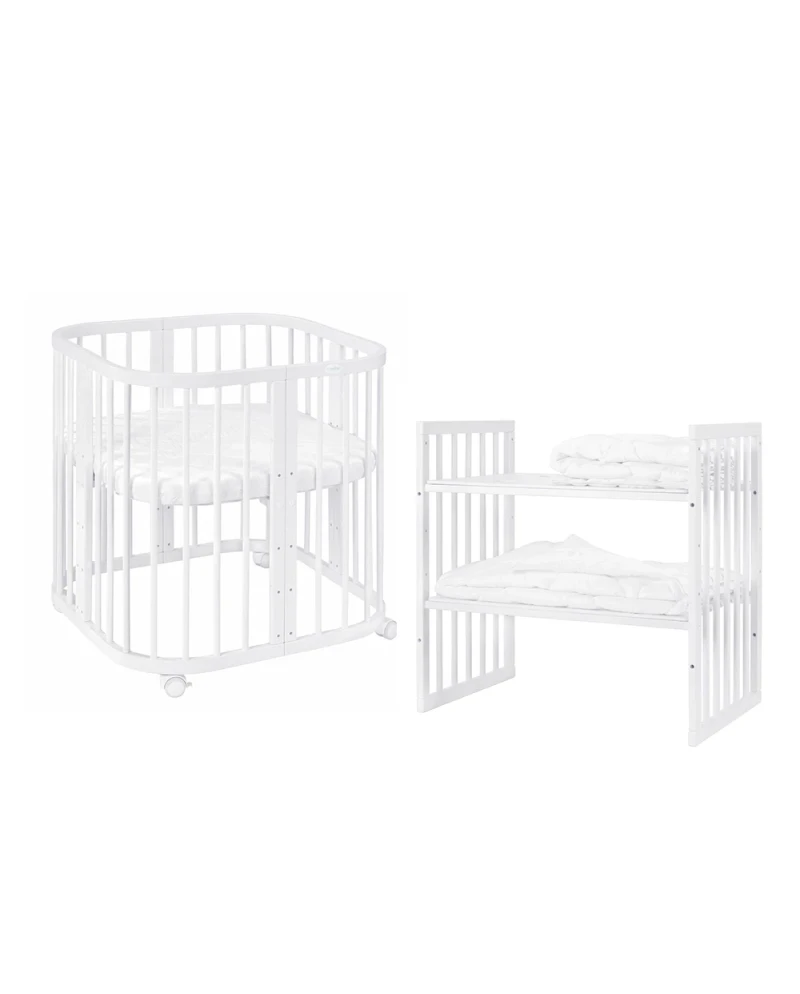 Pat din lemn evolutiv 7-in-1 -  pentru copii, ce se poate folosi pana la 9 ani - ALB [3]