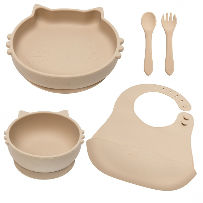 Set Diversificare, AppeKids, 100% Silicon, Kitty - Bubble Beige [6]