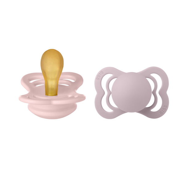 BIBS - Set 2 suzete Supreme Latex, tetina simetrica, 0 luni + BLOSSOM/DUSKY LILAC [1]