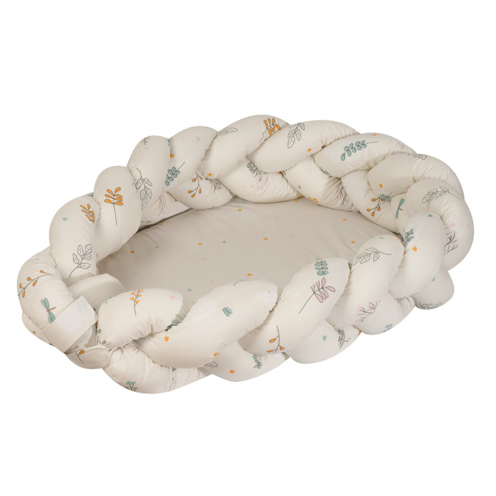 AMY - Baby Nest si Bumper impletit, detasabile, 80 x 50 cm, Airy Bej [2]
