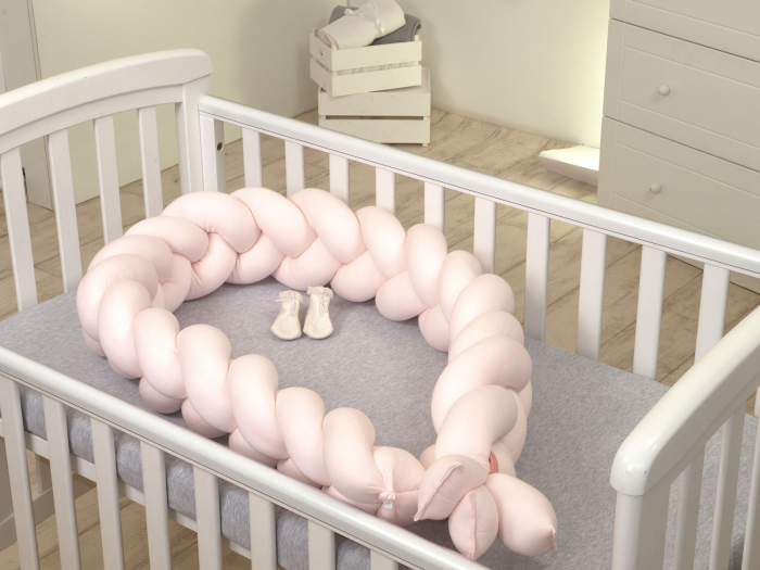 Baby Nest si Bumper impletit, detasabile, 80 x 50 cm, Jersey Somon [2]