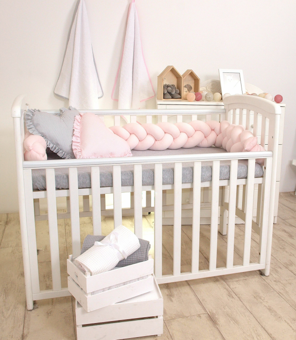 Baby Nest si Bumper impletit, detasabile, 80 x 50 cm, Jersey Somon [5]