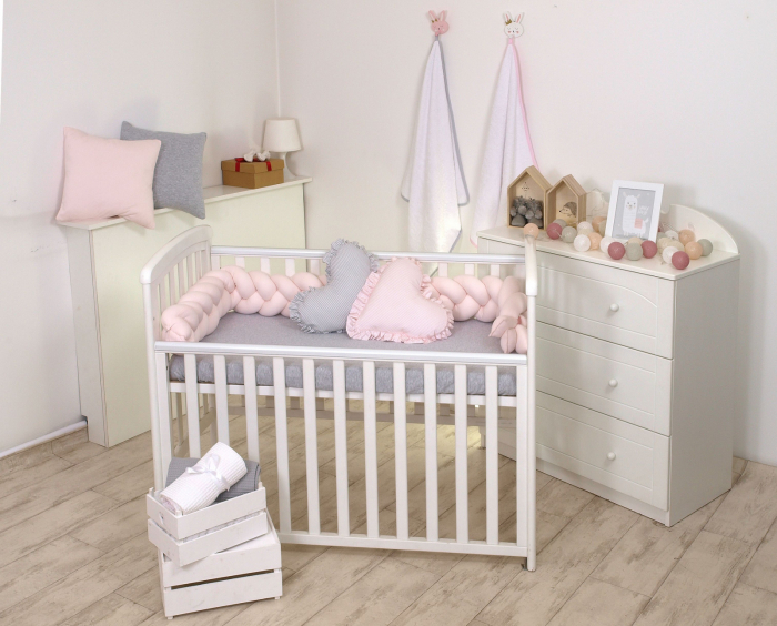 Baby Nest si Bumper impletit, detasabile, 80 x 50 cm, Jersey Somon [4]