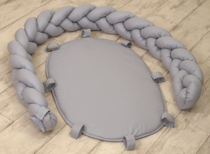 Baby Nest si Bumper impletit, detasabile, 80 x 50 cm, Pure Gri [2]