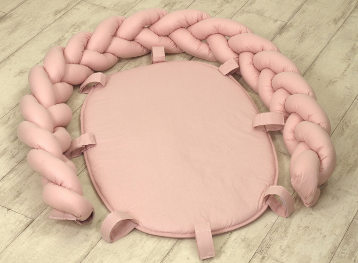 AMY - Baby Nest si Bumper impletit, detasabile, 80 x 50 cm, Pure Rose [2]