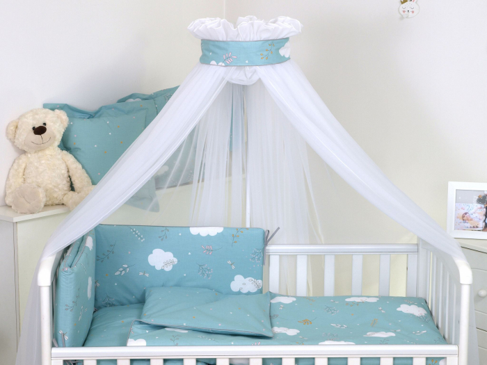 AMY - Lenjerie 3 piese Cu protectie laterala Airy din Bumbac, 120x60 cm, Blue [3]