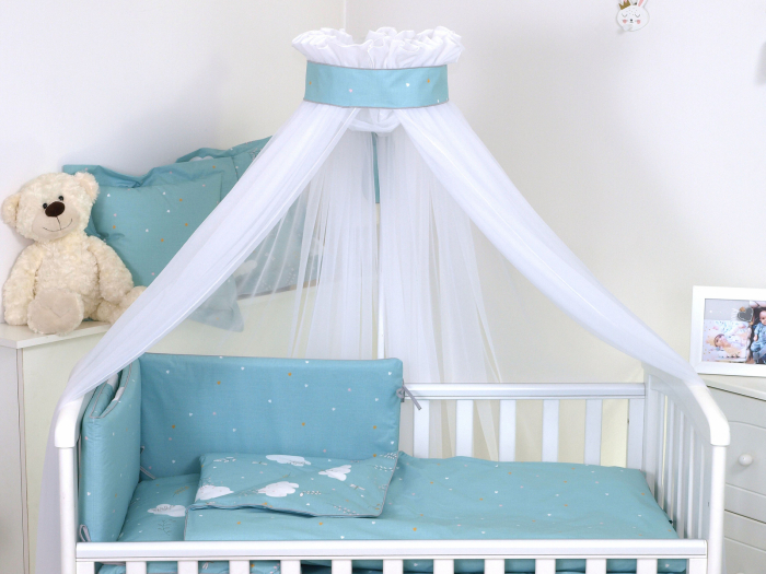 AMY - Lenjerie 3 piese Cu protectie laterala Airy din Bumbac, 120x60 cm, Blue [4]