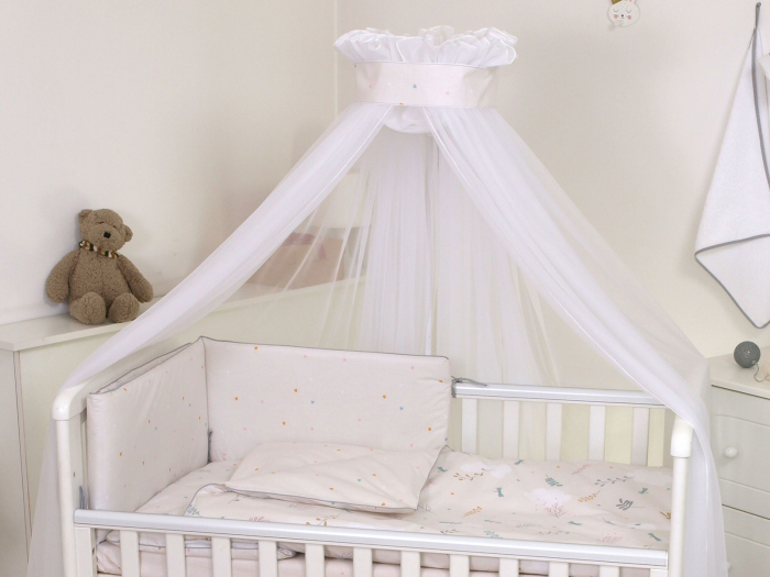 AMY - Lenjerie 3 piese Cu protectie laterala Airy din Bumbac, fata dubla, 120x60 cm, Bej [3]