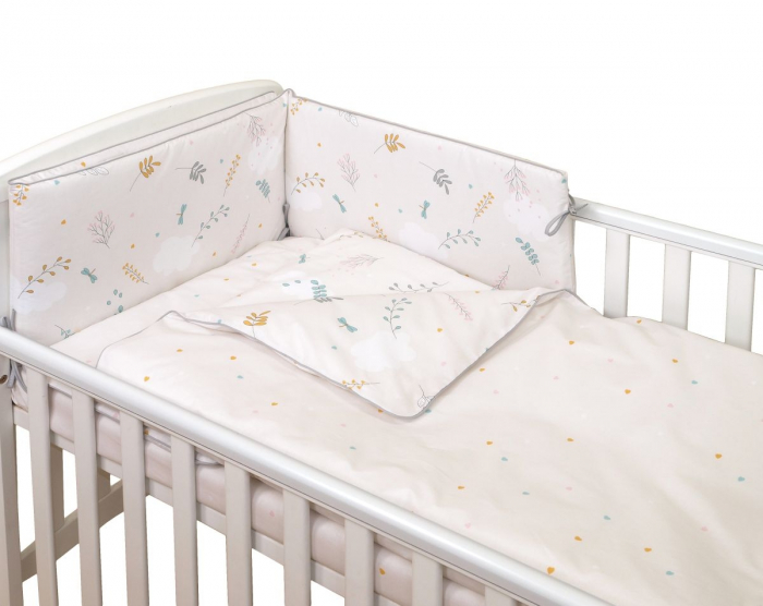 AMY - Lenjerie 3 piese Cu protectie laterala Airy din Bumbac, fata dubla, 120x60 cm, Bej [8]