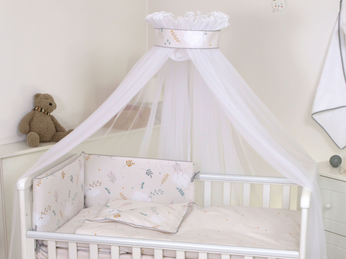 AMY - Lenjerie 3 piese Cu protectie laterala Airy din Bumbac, fata dubla, 120x60 cm, Bej [4]