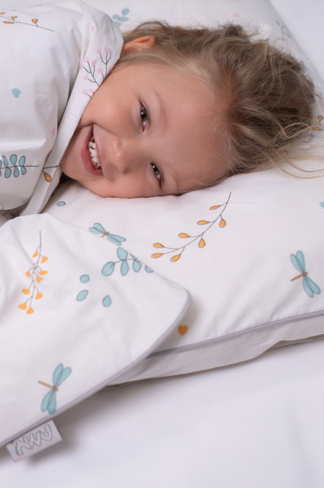 AMY - Lenjerie 3 piese Cu protectie laterala Airy din Bumbac, fata dubla, 120x60 cm, Bej [7]